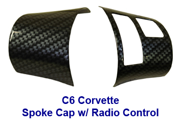 C6 Corvette Carbon Fiber Look Steering Wheel Spoke Caps